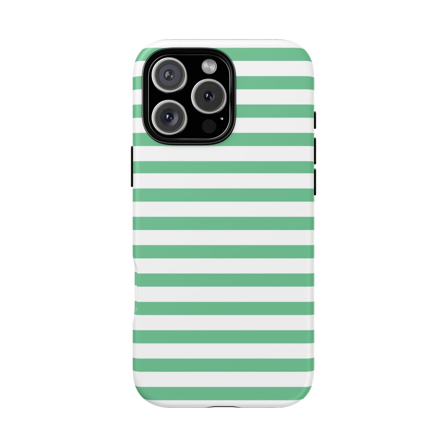 Mint Green Striped Phone Case | Horizontal Candy Stripe iPhone Cover