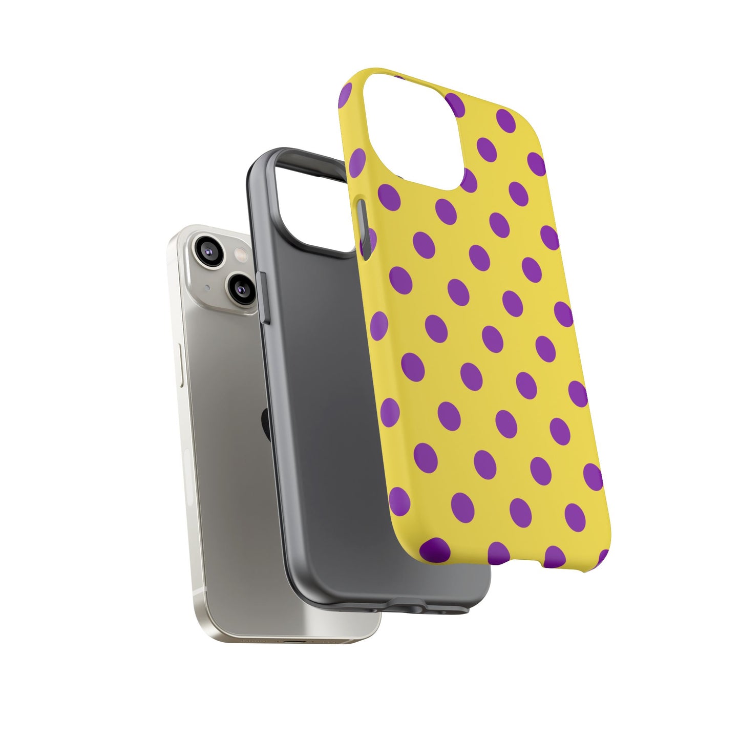 Phone Case - Bright Yellow with Purple Dots