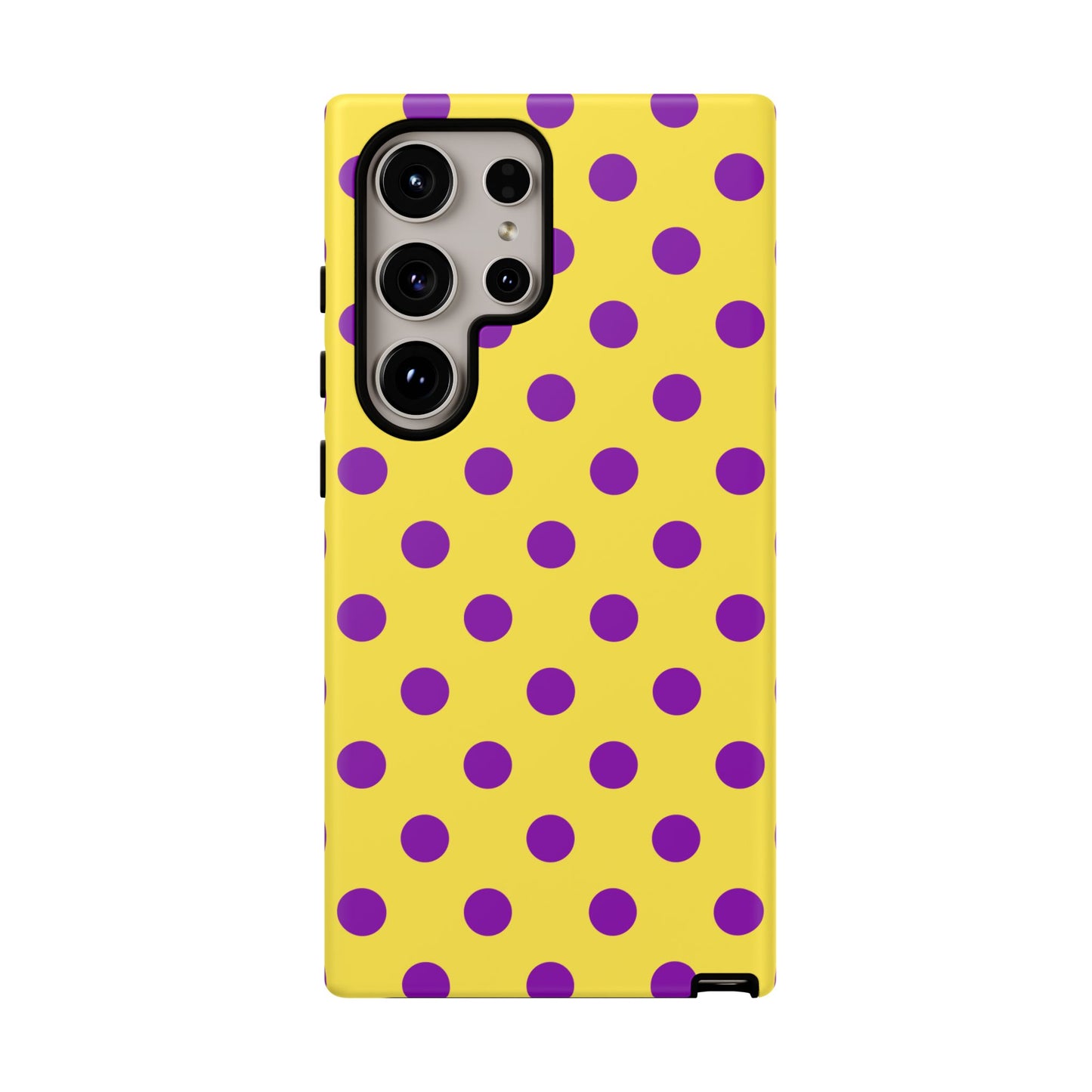 Phone Case - Bright Yellow with Purple Dots