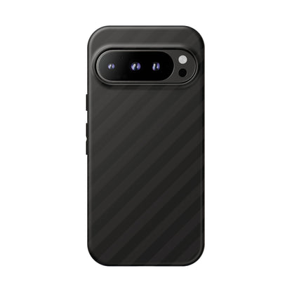 Phone Case, Black Diagonal Pattern Tough Gloss Finish Protective Cover, iPhone, Samsung, Google Pixel, Unique Geometric Design, Gift