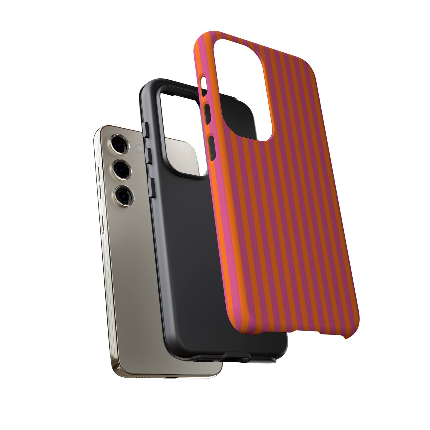 Orange Pink Striped Tough Phone Cases