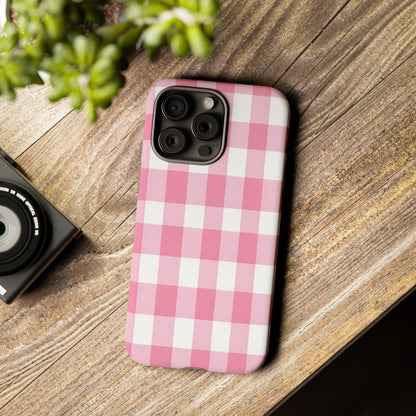Pink Gingham Cute Phone Case Cover, for Fashion Lovers, Gift for Her, Stylish Tech Accessory, Perfect for Birthdays & Holidays