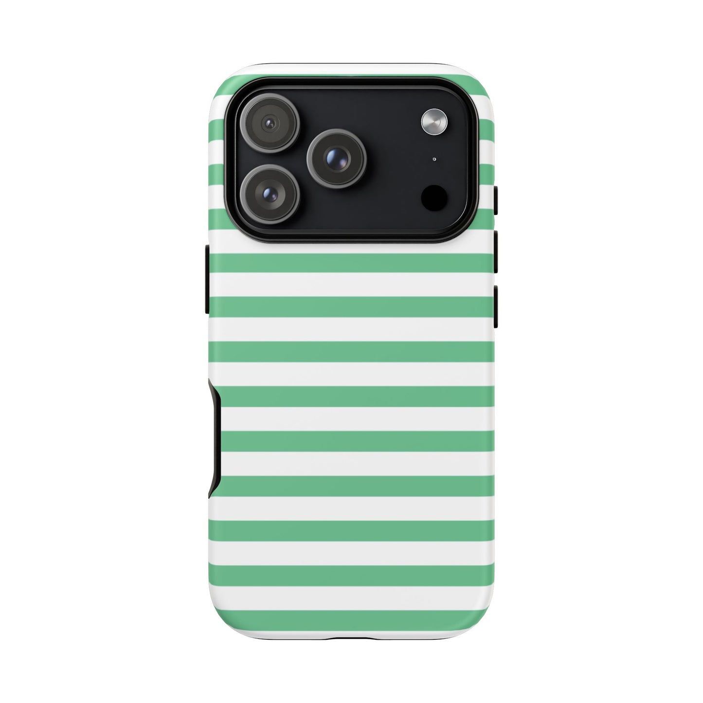 Mint Green Striped Phone Case | Horizontal Candy Stripe iPhone Cover
