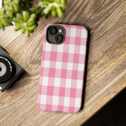 Pink Gingham Cute Phone Case Cover, for Fashion Lovers, Gift for Her, Stylish Tech Accessory, Perfect for Birthdays & Holidays