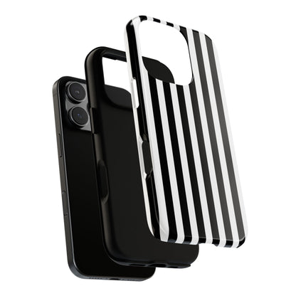 Black White Horizontal Stripe Phone Case Cover, iPhone, Samsung Galaxy S24, and Google Pixel Phones