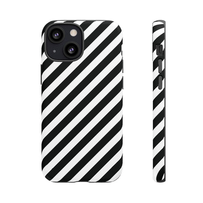 Black White Diagonal Phone Case Cover, Protective Sleek Cell Phone Case, Modern Smartphone, Stylish