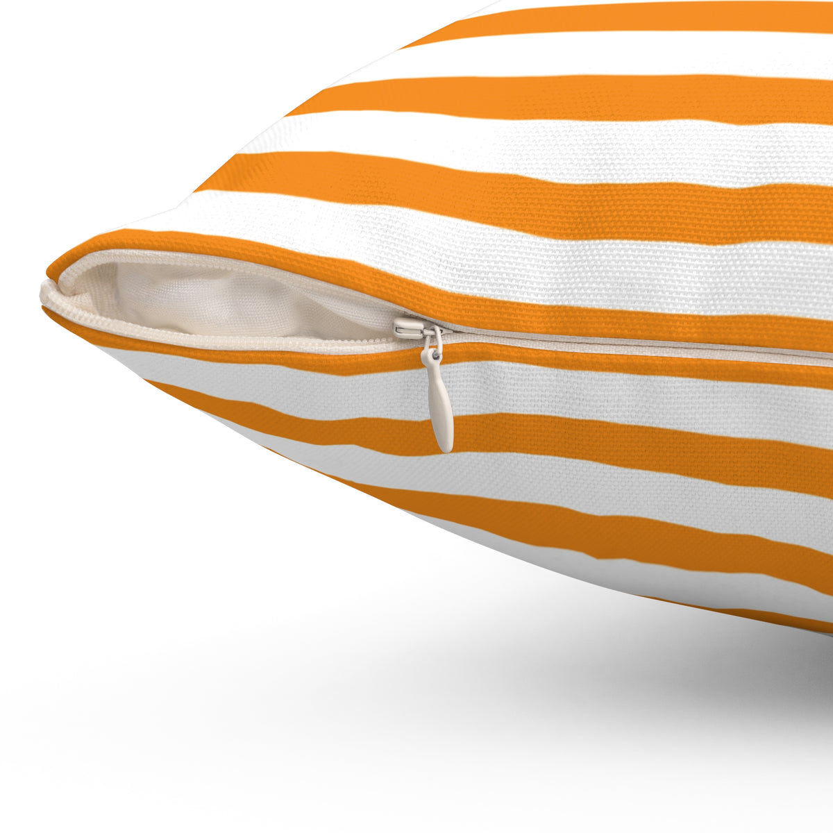 Orange White Striped Square Pillow | Coastal Nautical Throw Pillow