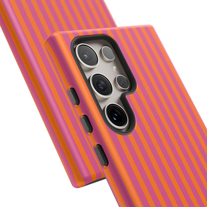 Orange Pink Striped Tough Phone Cases