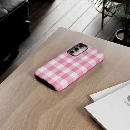 Pink Gingham Cute Phone Case Cover, for Fashion Lovers, Gift for Her, Stylish Tech Accessory, Perfect for Birthdays & Holidays