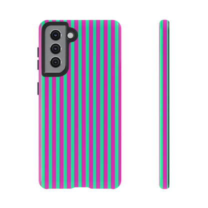 Green Pink Striped Phone Case Cover