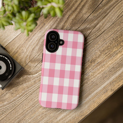Pink Gingham Cute Phone Case Cover, for Fashion Lovers, Gift for Her, Stylish Tech Accessory, Perfect for Birthdays & Holidays
