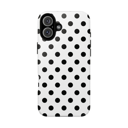 Black White Polka Dot Phone Case Cover  iPhone, Samsung Galaxy S25, Google Pixel 7