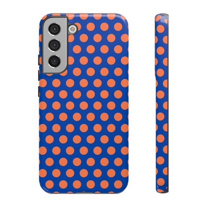 Blue & Coral Polka Dot Phone Case for iPhone, Samsung S, Google Pixel Phones