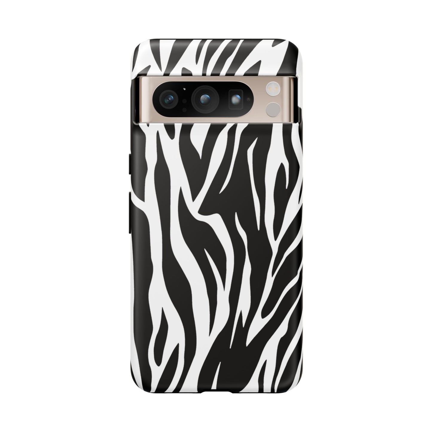 Black White Tiger Print Tough Case Cover for iPhone Samsung and Google phones.