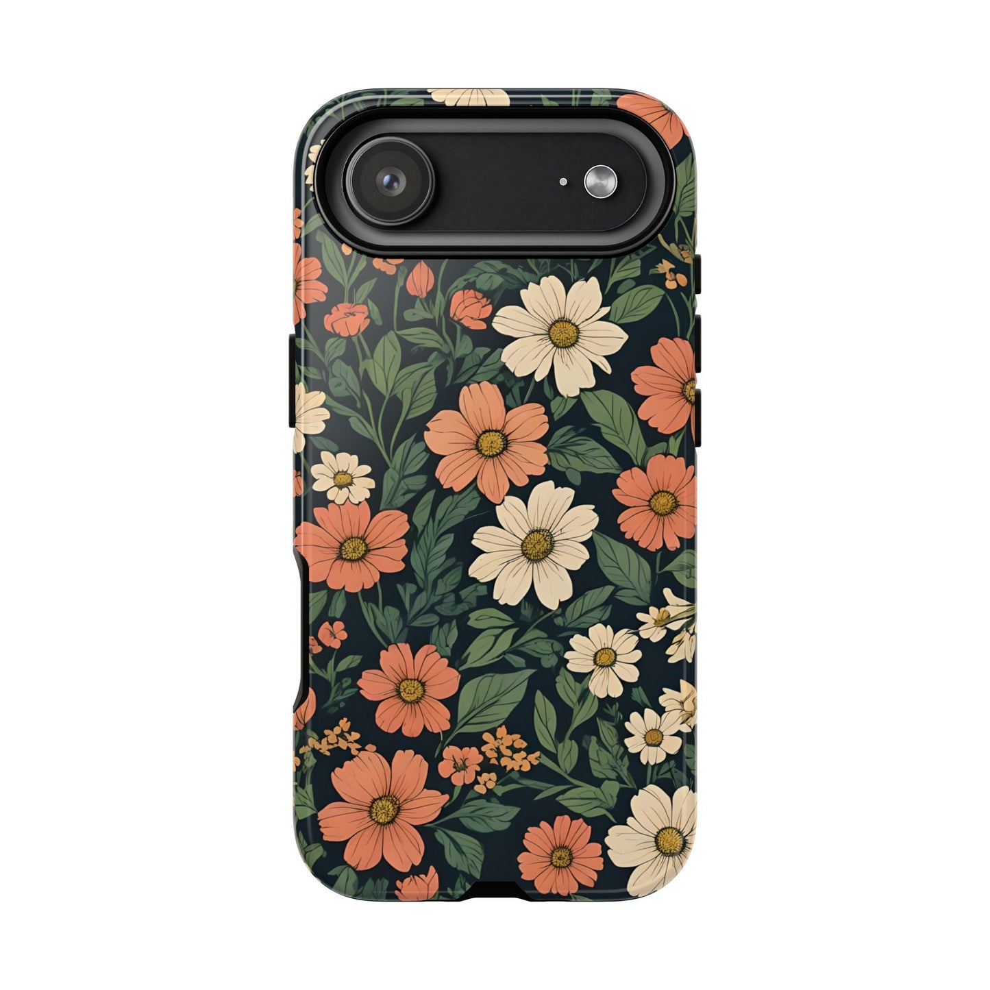 Orange & White Floral Phone Case Elegant Protection for iPhone, Samsung S and Google Pixel Phones