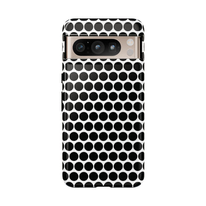 Black White Dot Pattern Tough Phone Case for iPhone, Samsung, Google