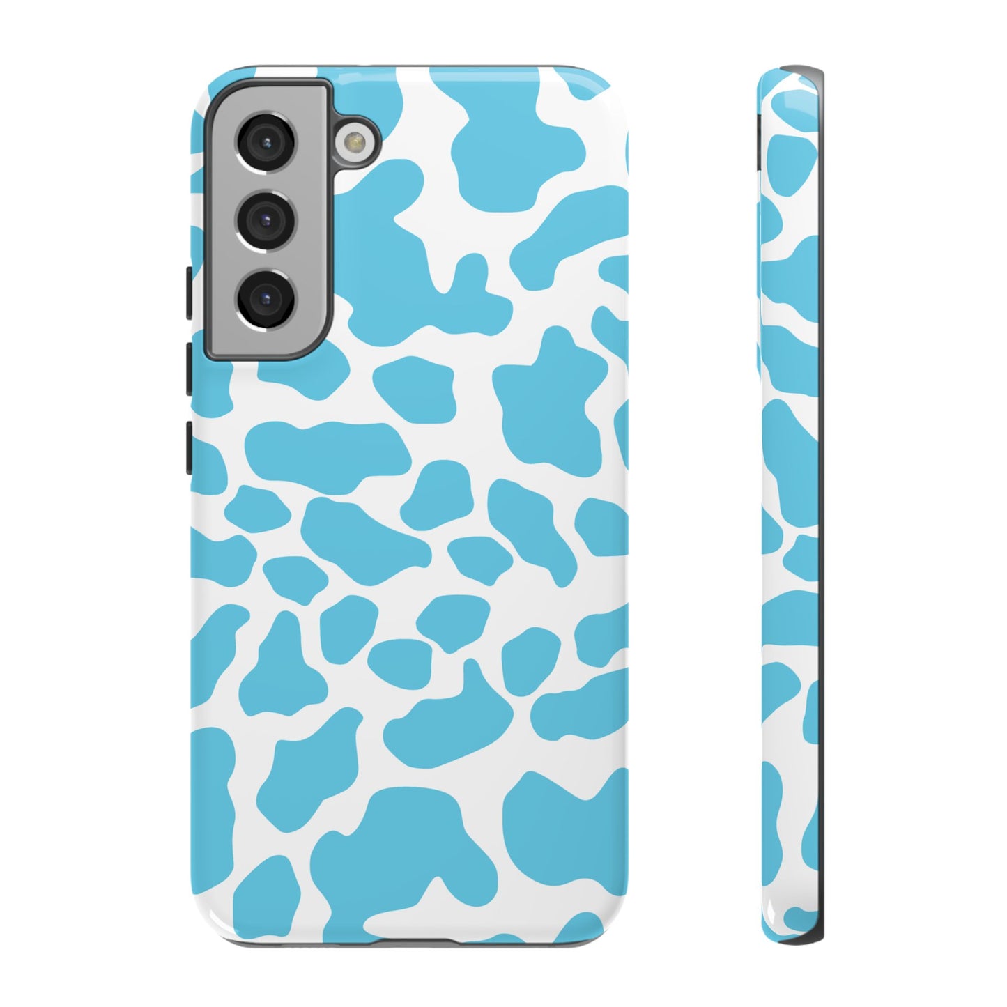 Blue White Cow Print Phone Case Cover