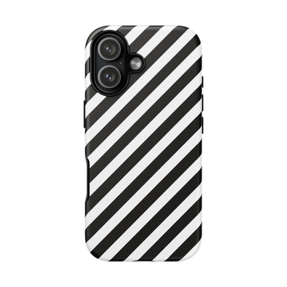 Black White Diagonal Phone Case Cover, Protective Sleek Cell Phone Case, Modern Smartphone, Stylish