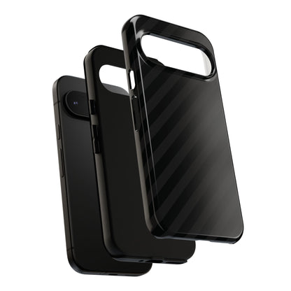 Phone Case, Black Diagonal Pattern Tough Gloss Finish Protective Cover, iPhone, Samsung, Google Pixel, Unique Geometric Design, Gift
