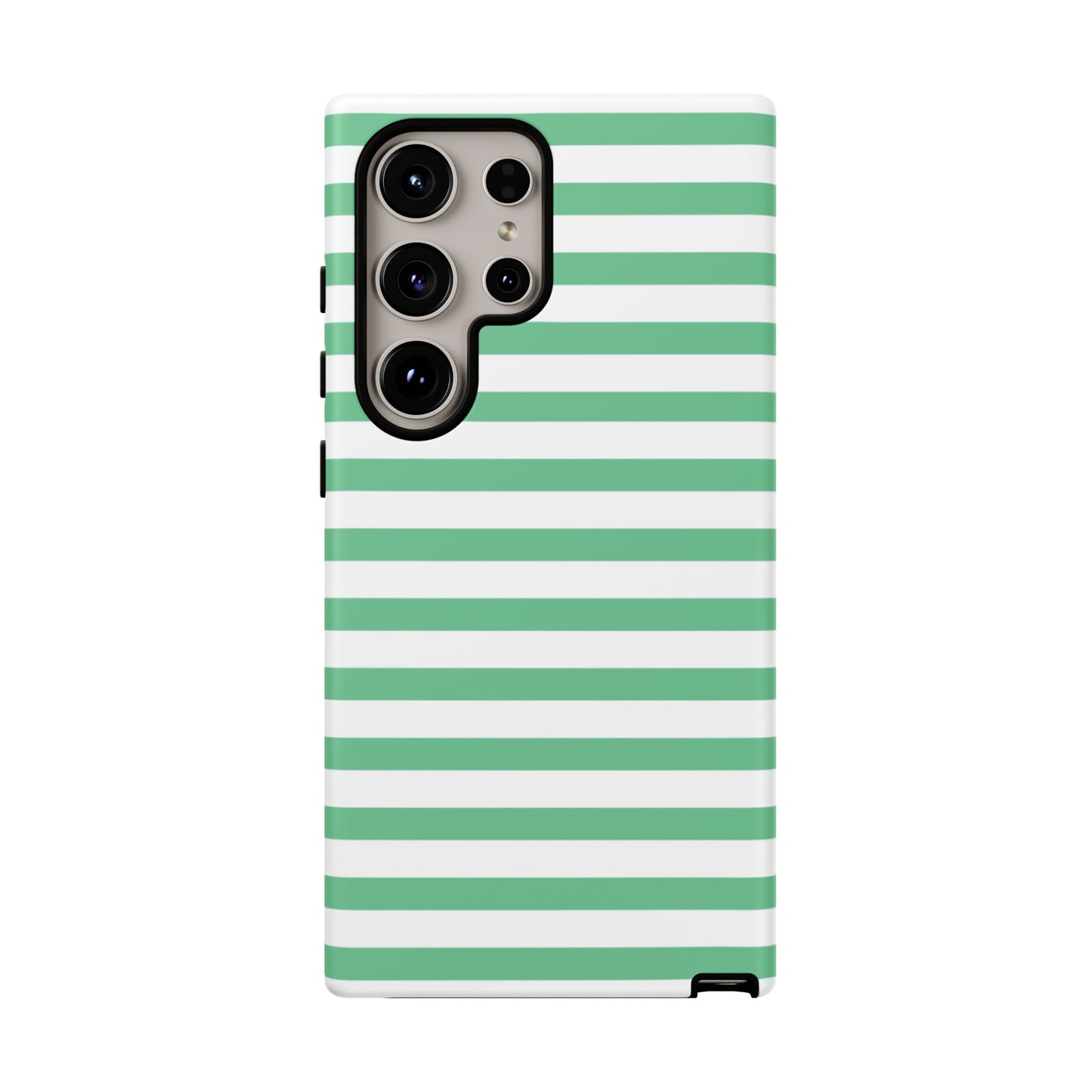 Mint Green Striped Phone Case | Horizontal Candy Stripe iPhone Cover