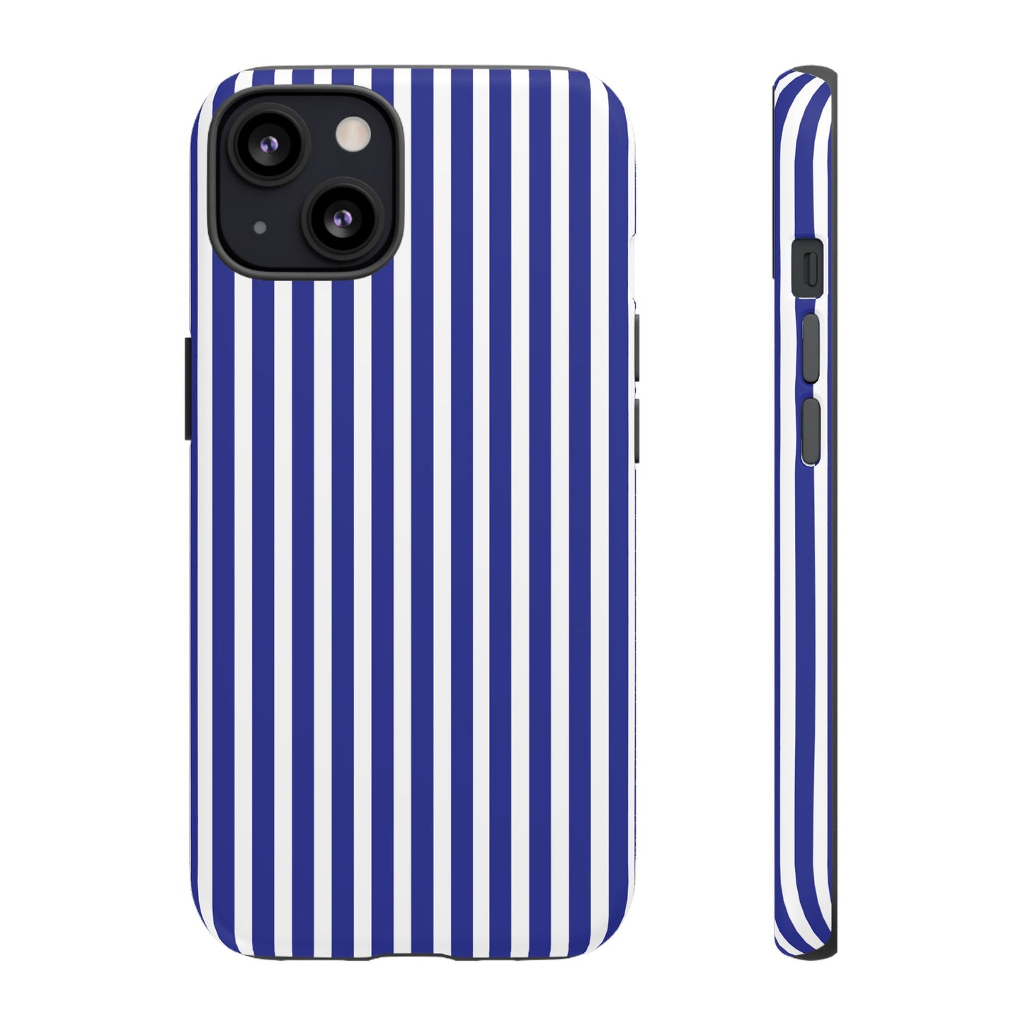 Phone Case, Blue White Striped Tough Case Cover, Protective Phone Cover, Hard Shell Phone Case, Phone Accessories, Phone Protector