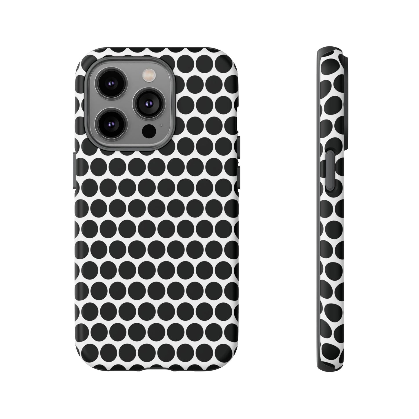 Black White Dot Pattern Tough Phone Case for iPhone, Samsung, Google