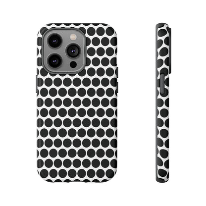 Black White Dot Pattern Tough Phone Case for iPhone, Samsung, Google