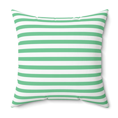 Green & White Horizontal Stripe Pillow Spun Polyester Square Pillow | Coastal Nautical Decor
