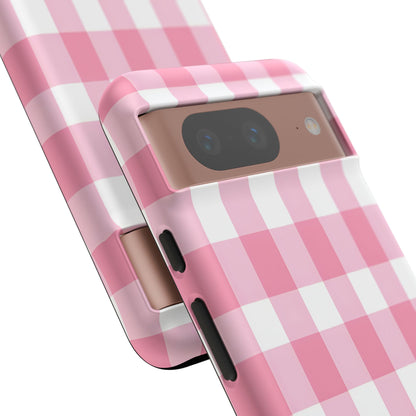 Pink Gingham Cute Phone Case Cover, for Fashion Lovers, Gift for Her, Stylish Tech Accessory, Perfect for Birthdays & Holidays