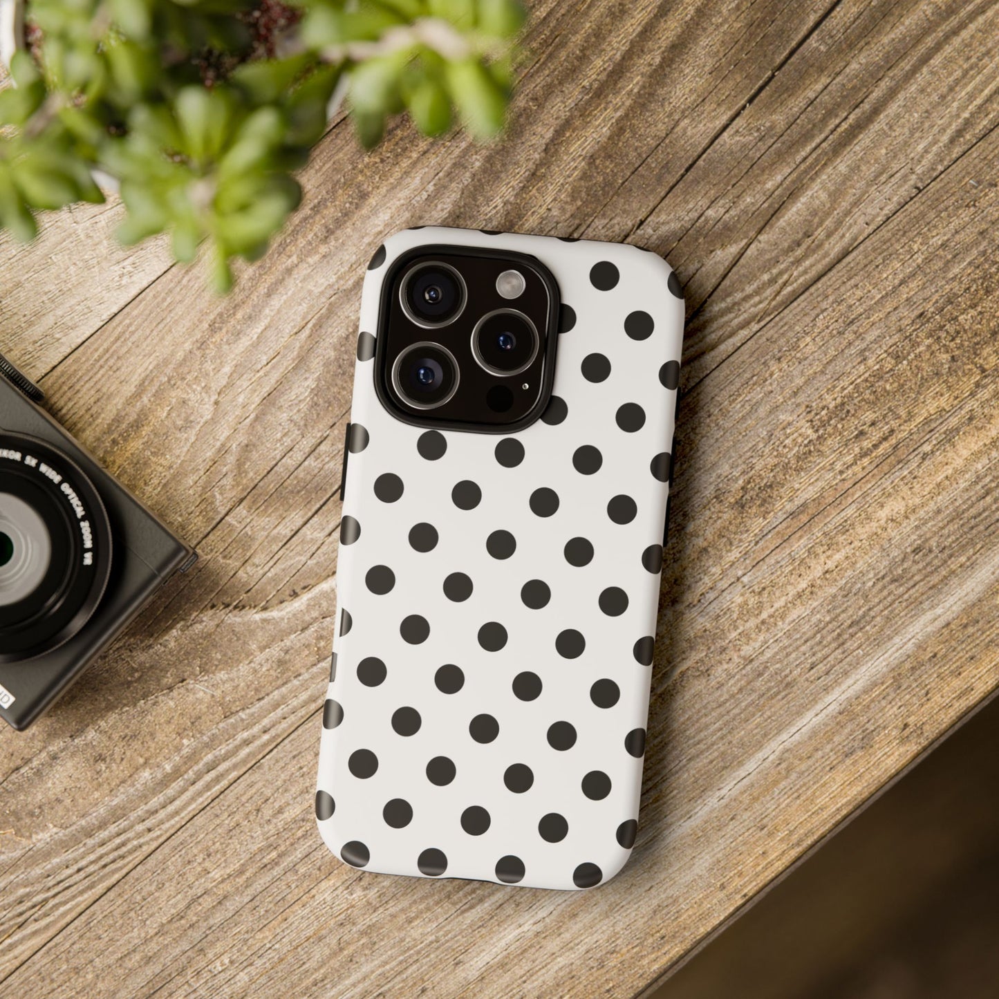Black White Polka Dot Phone Case Cover  iPhone, Samsung Galaxy S25, Google Pixel 7
