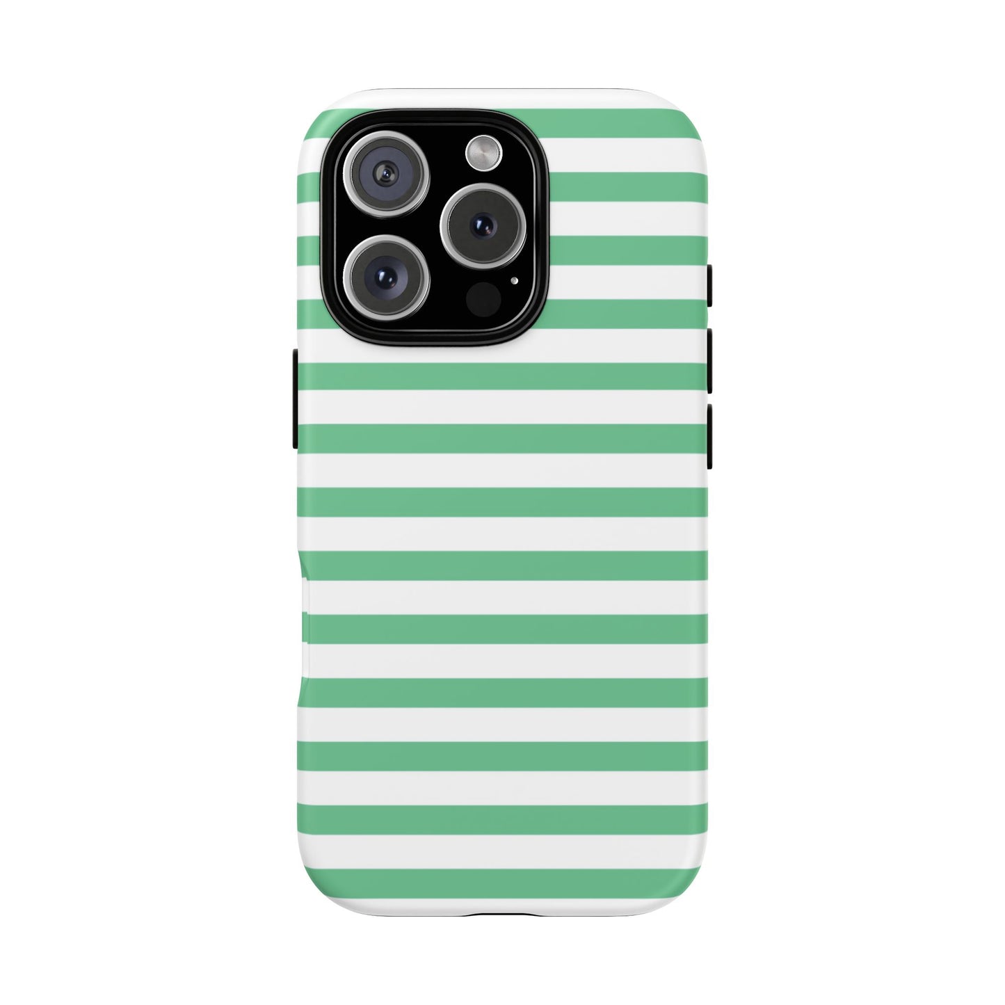 Mint Green Striped Phone Case | Horizontal Candy Stripe iPhone Cover