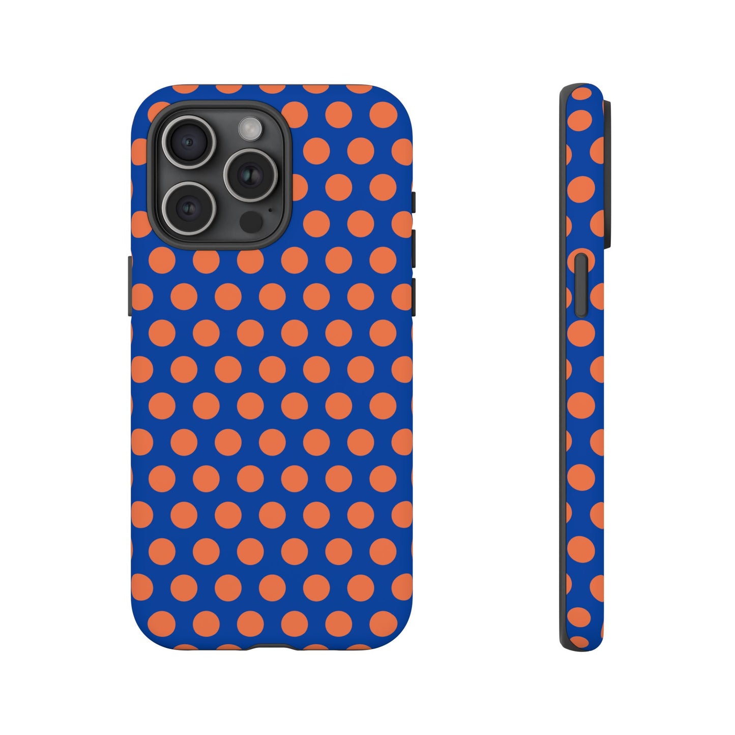 Blue & Coral Polka Dot Phone Case for iPhone, Samsung S, Google Pixel Phones