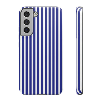 Phone Case, Blue White Striped Tough Case Cover, Protective Phone Cover, Hard Shell Phone Case, Phone Accessories, Phone Protector