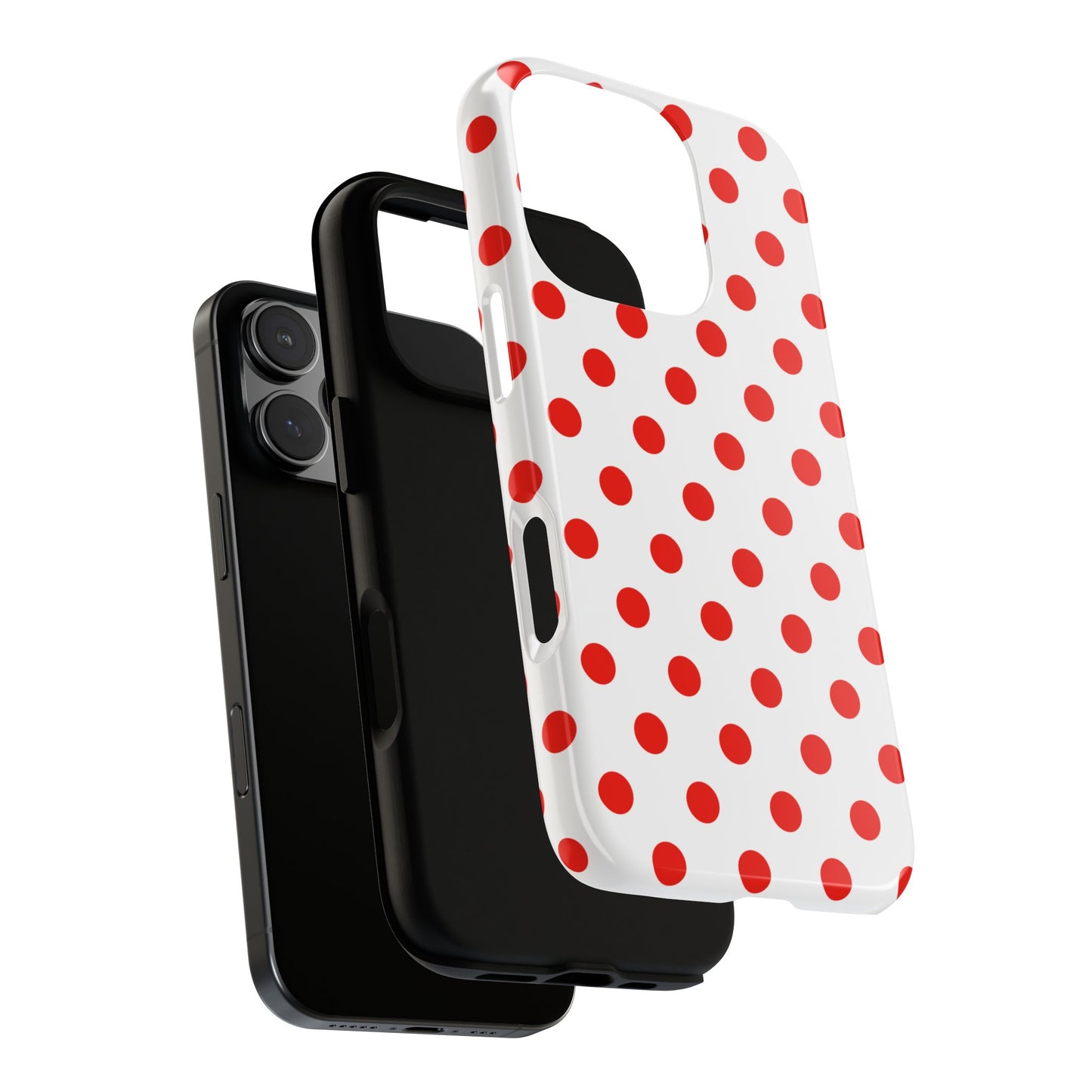Red White Polka Dot Phone Case Cover for iPhone, Samsung, and Google Phones