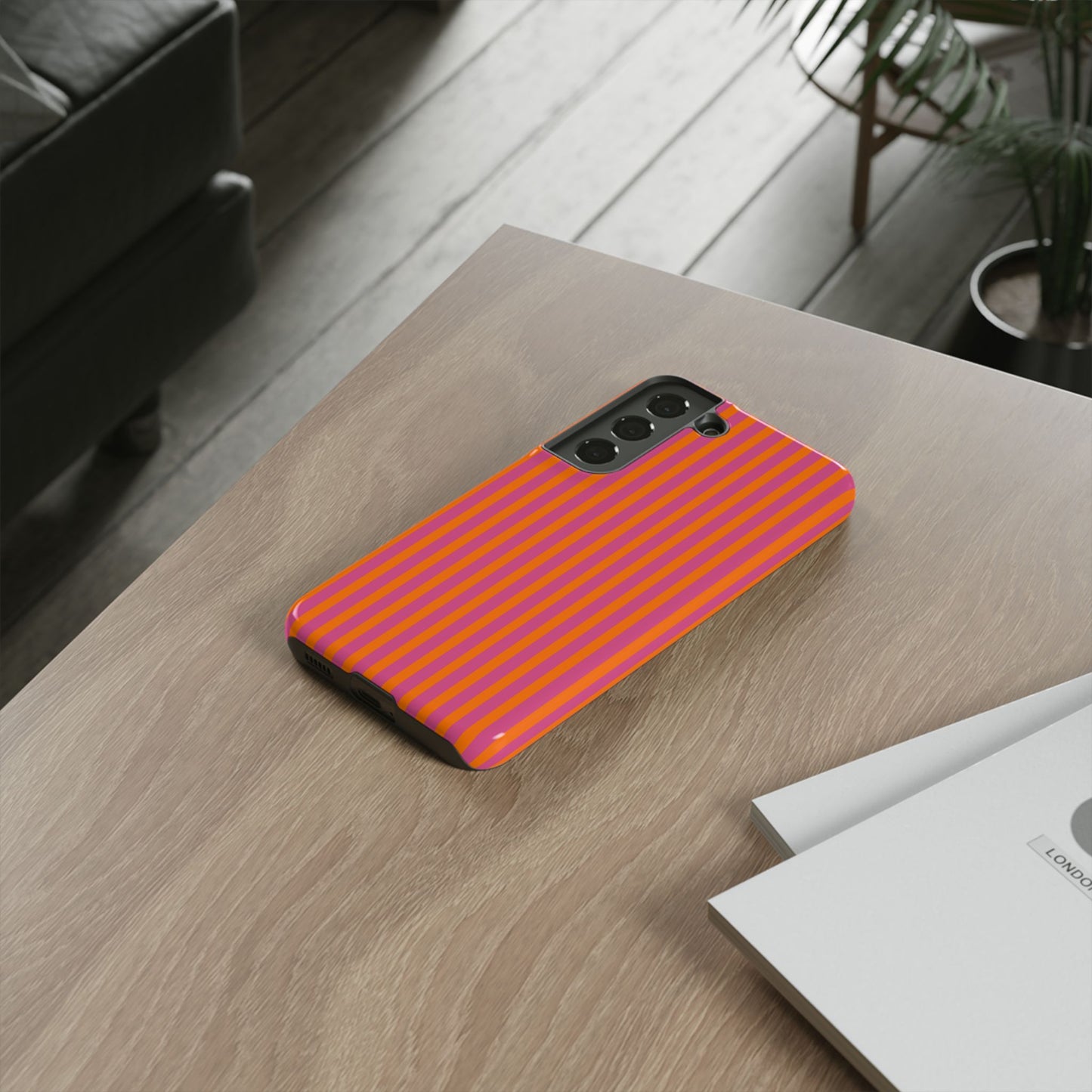 Orange Pink Striped Tough Phone Cases