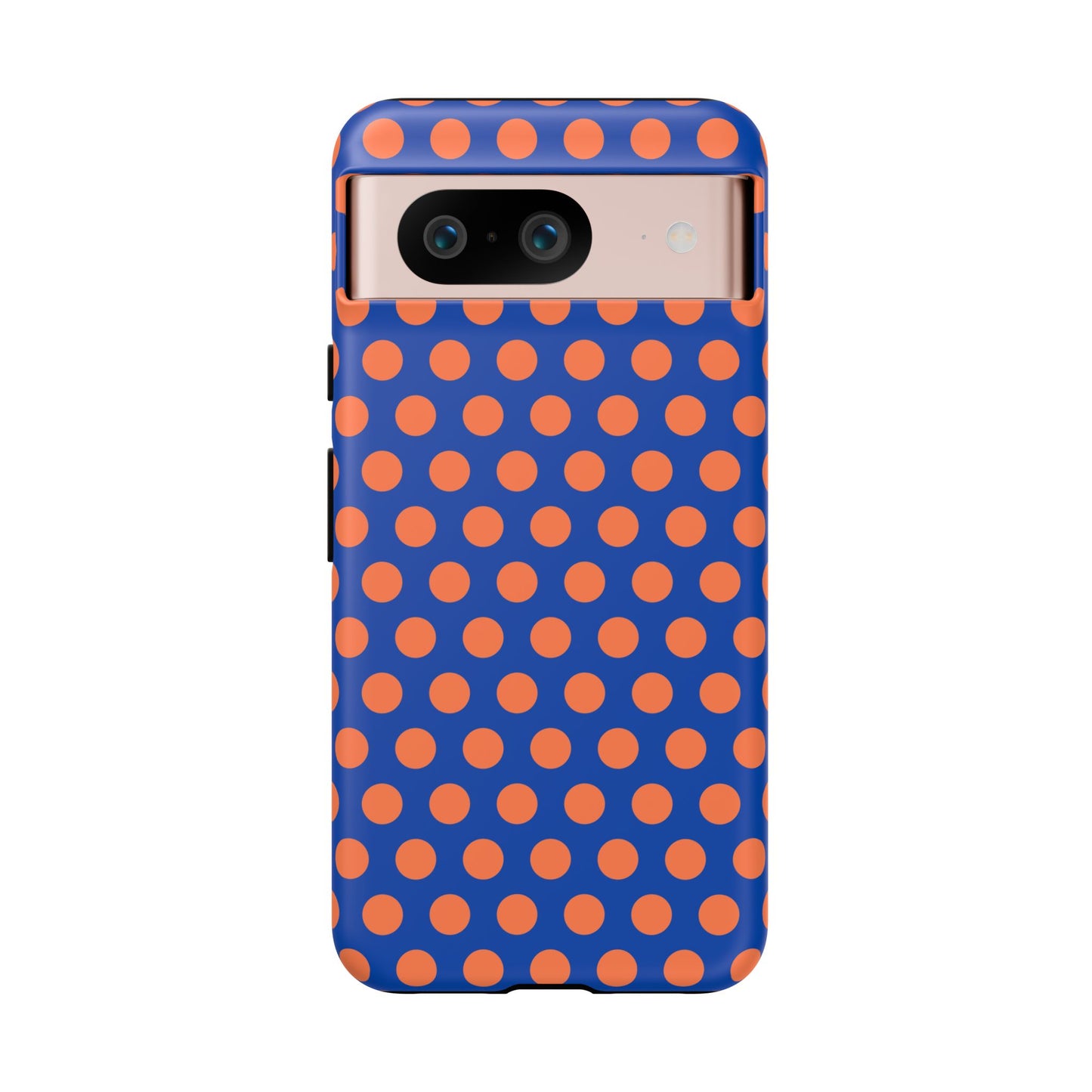 Blue & Coral Polka Dot Phone Case for iPhone, Samsung S, Google Pixel Phones