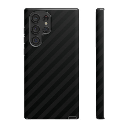 Phone Case, Black Diagonal Pattern Tough Gloss Finish Protective Cover, iPhone, Samsung, Google Pixel, Unique Geometric Design, Gift
