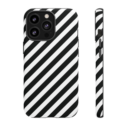 Black White Diagonal Phone Case Cover, Protective Sleek Cell Phone Case, Modern Smartphone, Stylish