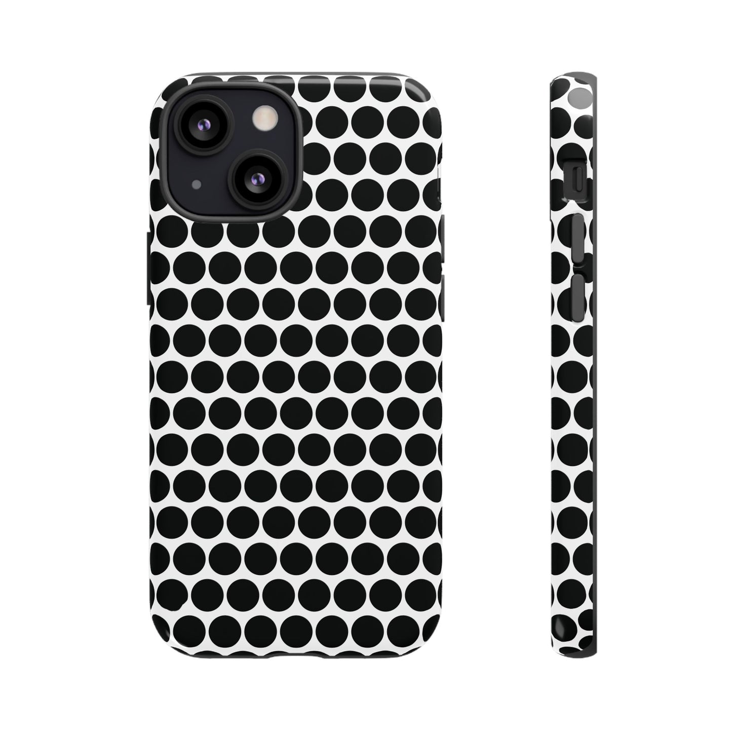 Black White Dot Pattern Tough Phone Case for iPhone, Samsung, Google