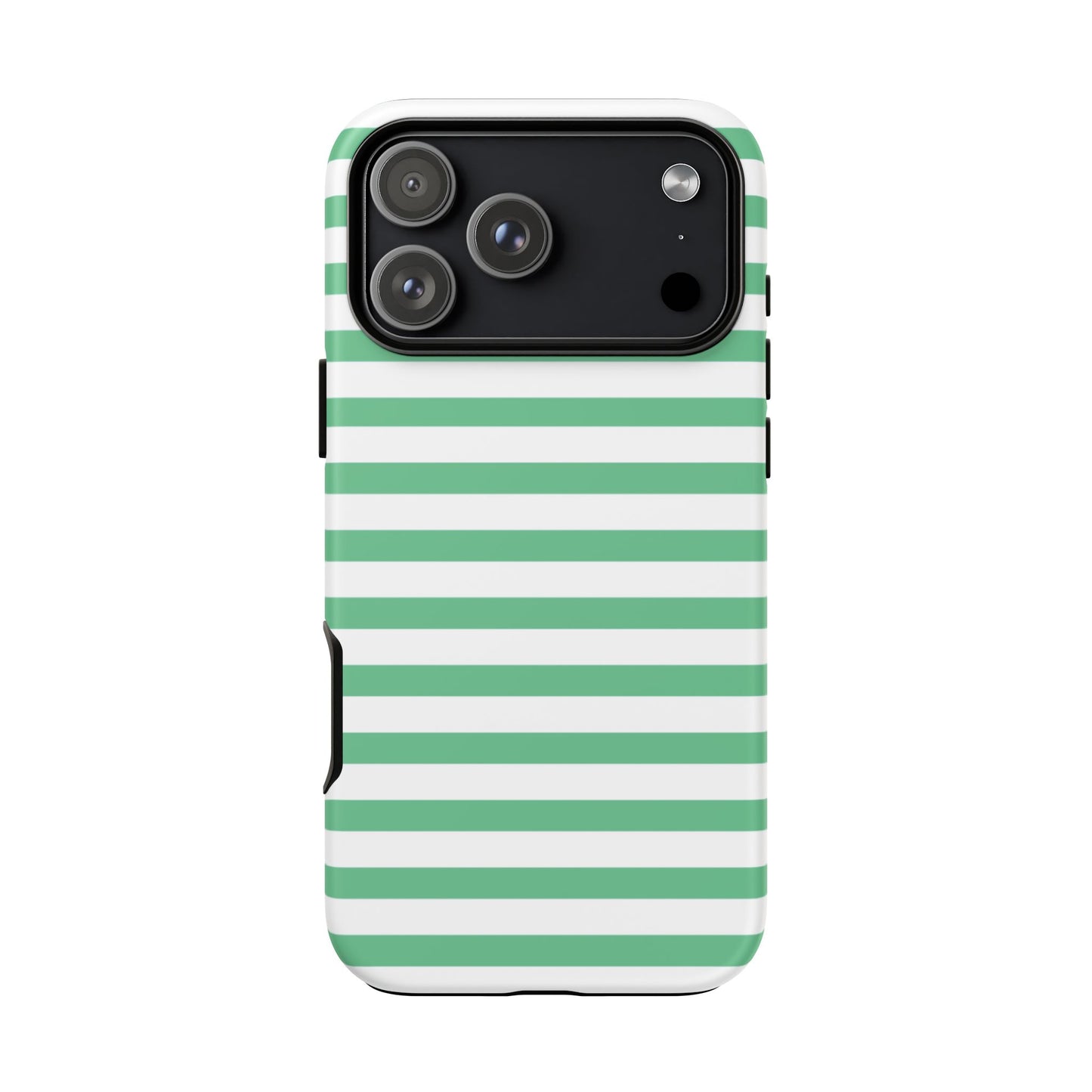Mint Green Striped Phone Case | Horizontal Candy Stripe iPhone Cover
