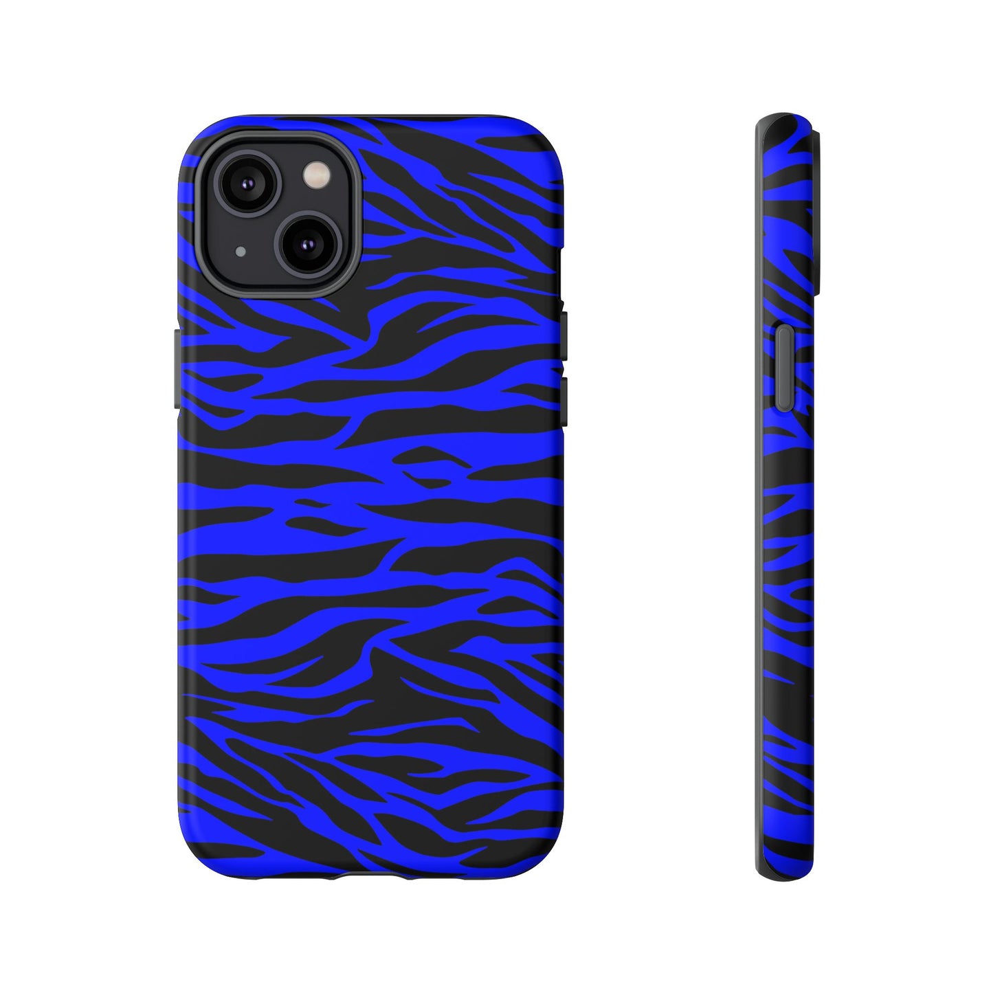 Blue Wild Tiger Print Pattern Phone Case Cover for iPhone, Galaxy S and Pixel Phones