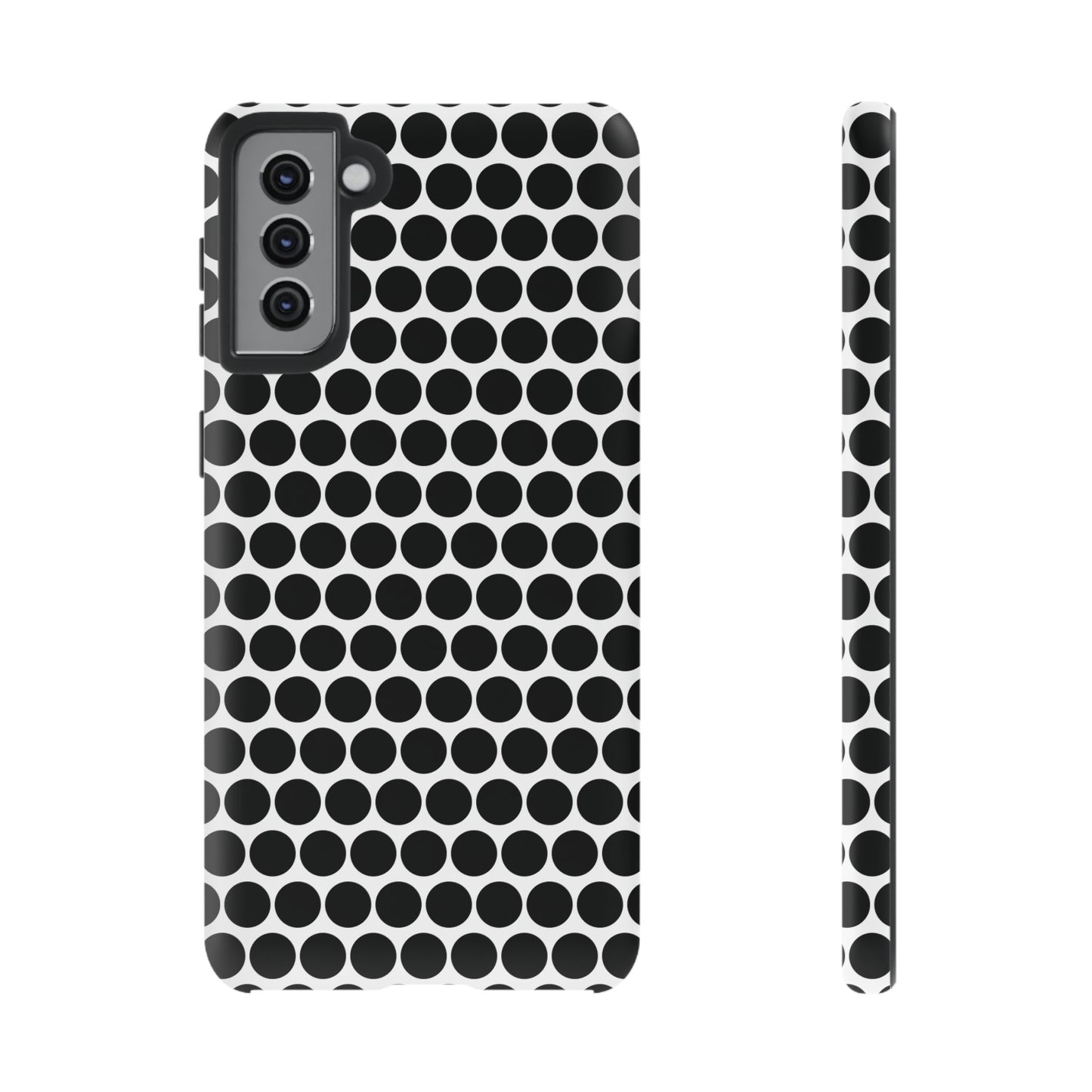 Black White Dot Pattern Tough Phone Case for iPhone, Samsung, Google