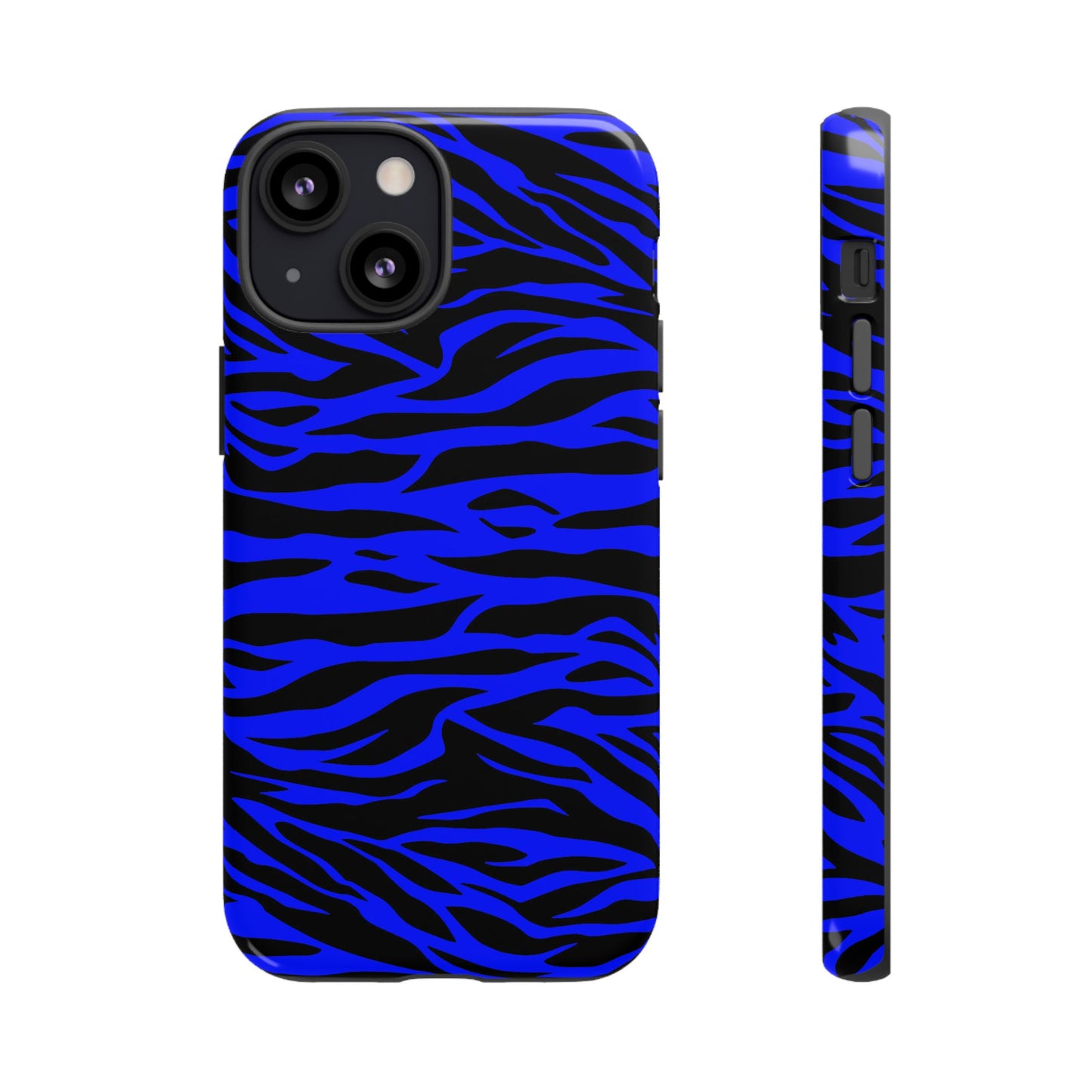 Blue Wild Tiger Print Pattern Phone Case Cover for iPhone, Galaxy S and Pixel Phones