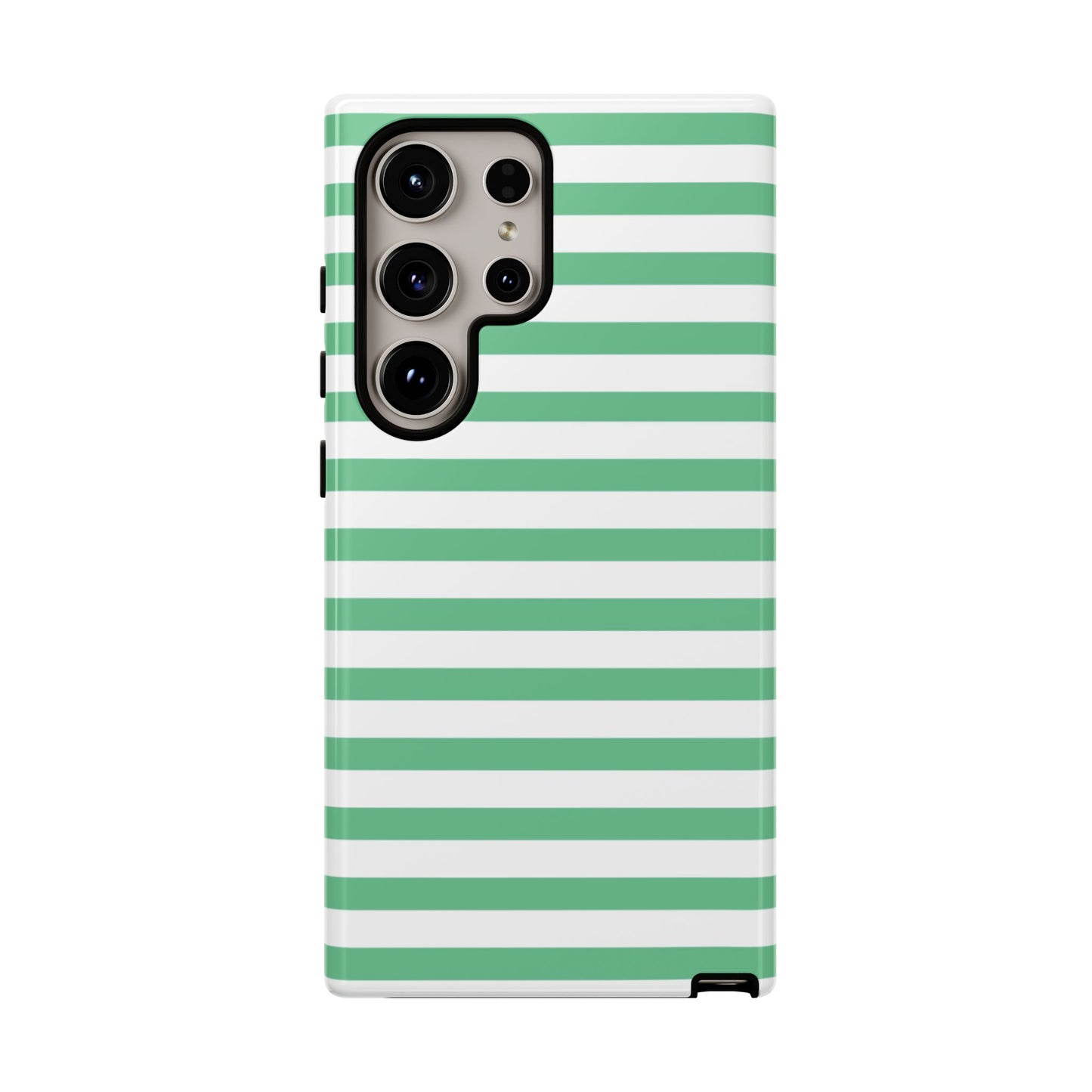 Mint Green Striped Phone Case | Horizontal Candy Stripe iPhone Cover