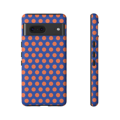 Blue & Coral Polka Dot Phone Case for iPhone, Samsung S, Google Pixel Phones