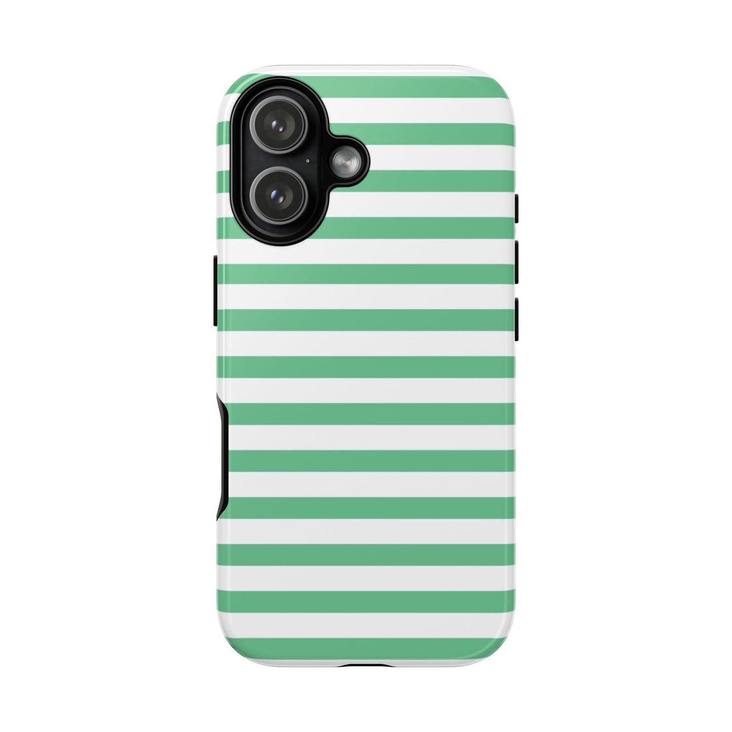 Mint Green Striped Phone Case | Horizontal Candy Stripe iPhone Cover