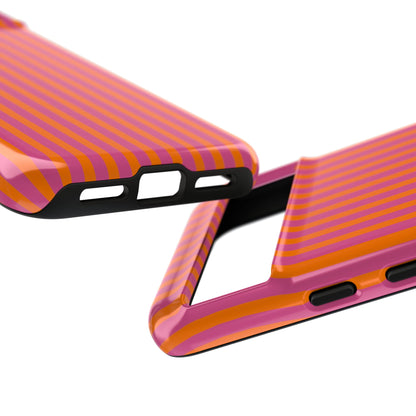 Orange Pink Striped Tough Phone Cases