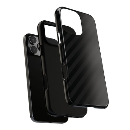 Phone Case, Black Diagonal Pattern Tough Gloss Finish Protective Cover, iPhone, Samsung, Google Pixel, Unique Geometric Design, Gift
