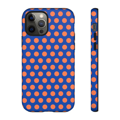 Blue & Coral Polka Dot Phone Case for iPhone, Samsung S, Google Pixel Phones