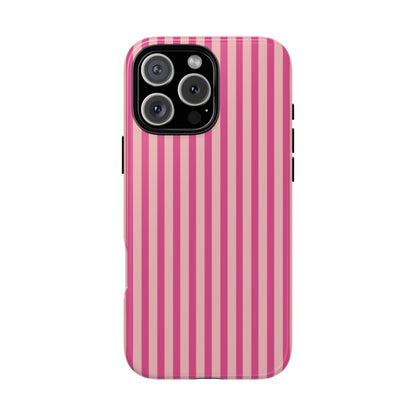 Pink Stripe Everyday Phone Case Cover, Protective Smartphone Cover, Trendy Accessories